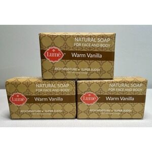 Lume Warm Vanilla Natural Soap Face Body Lot of 3 (5 oz bars) Cruelty Free